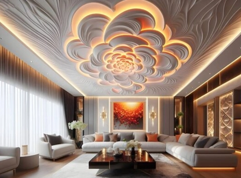 Drawing room ceiling and lighting design