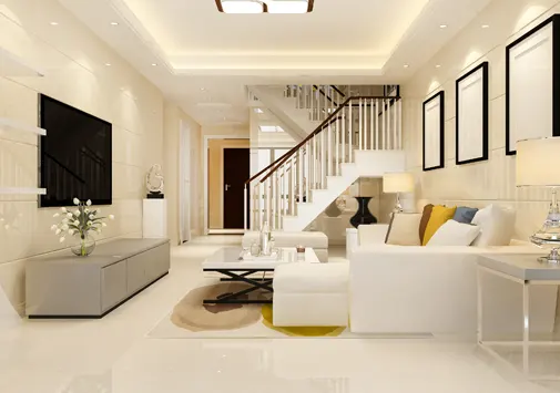 Duplex living room and double-height interior design