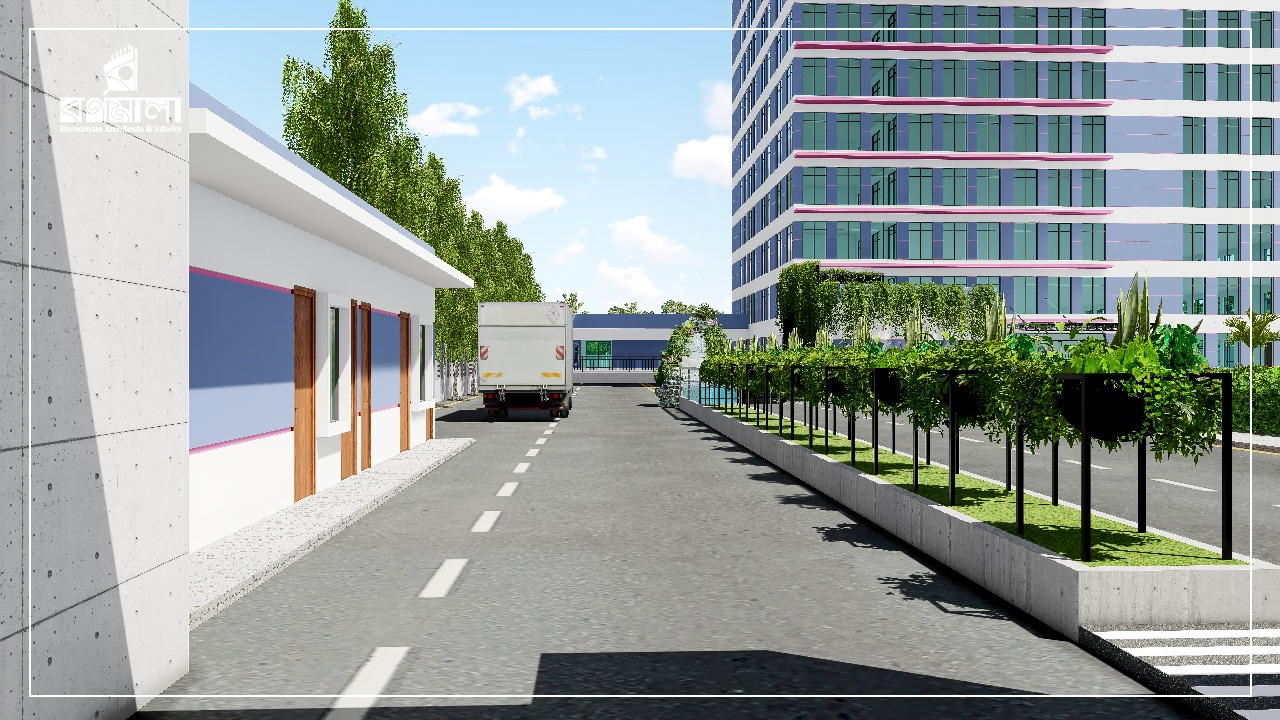 Modern building design integrated with landscape